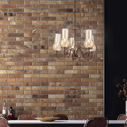 Brilagi - LED Hanglamp aan een ketting COTTAGE 5xE14/40W/230V bruin