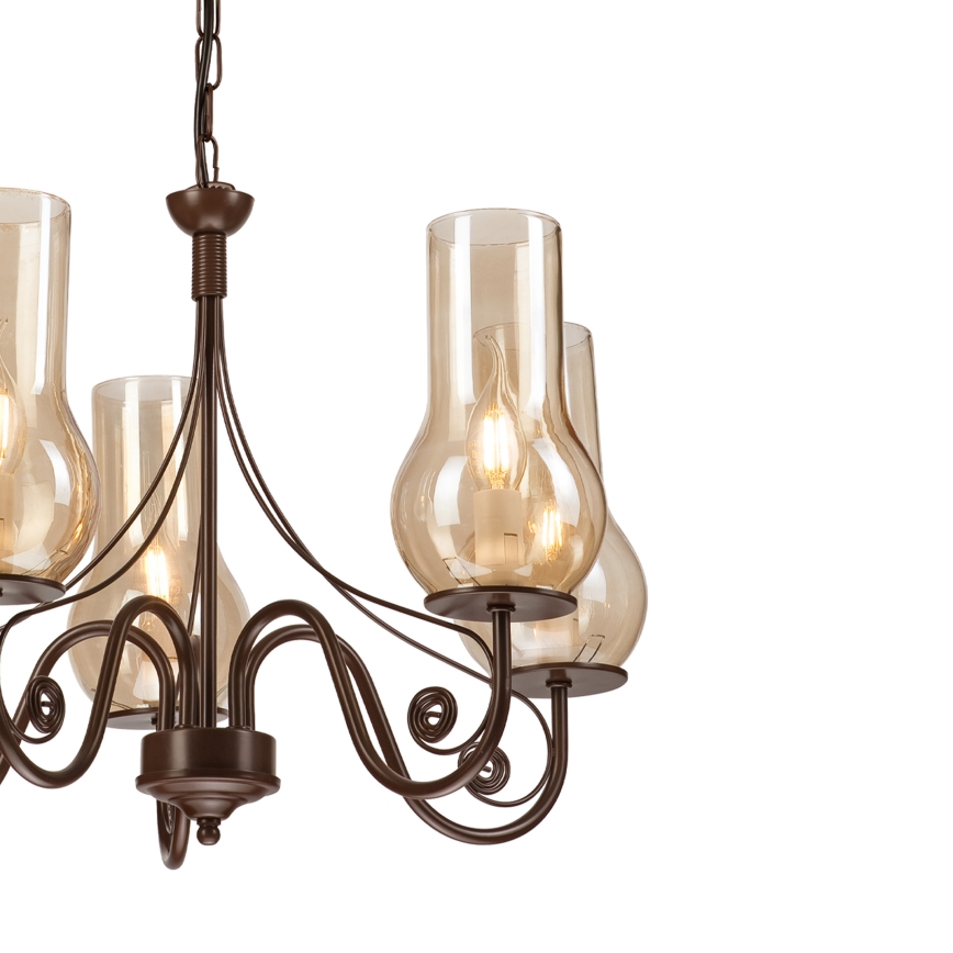 Brilagi - LED Hanglamp aan een ketting COTTAGE 5xE14/40W/230V bruin