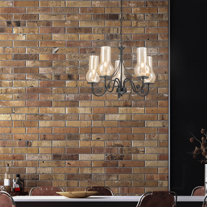 Brilagi - LED Hanglamp aan een ketting COTTAGE 5xE14/40W/230V zwart/bruin