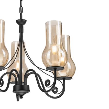 Brilagi - LED Hanglamp aan een ketting COTTAGE 5xE14/40W/230V zwart/bruin