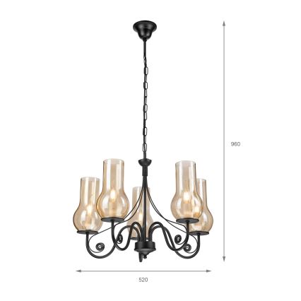 Brilagi - LED Hanglamp aan een ketting COTTAGE 5xE14/40W/230V zwart/bruin