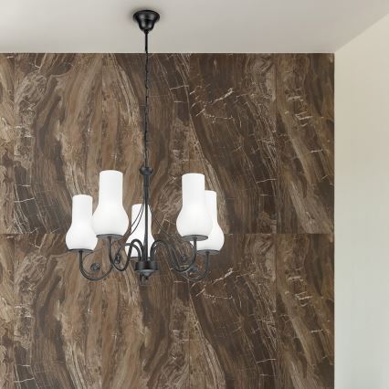 Brilagi - LED Hanglamp aan een ketting COTTAGE 5xE14/40W/230V zwart/wit