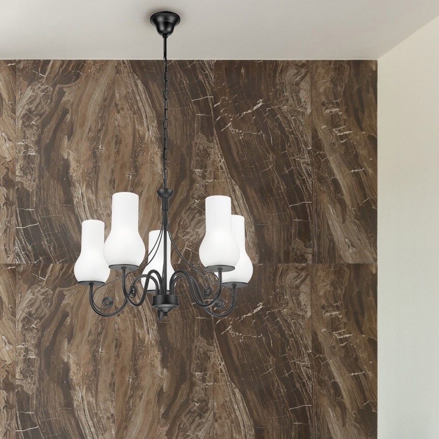 Brilagi - LED Hanglamp aan een ketting COTTAGE 5xE14/40W/230V zwart/wit