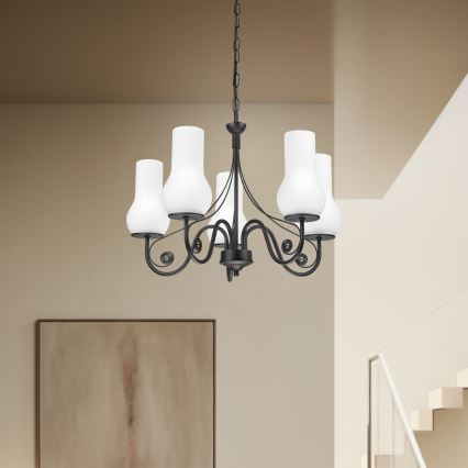 Brilagi - LED Hanglamp aan een ketting COTTAGE 5xE14/40W/230V zwart/wit