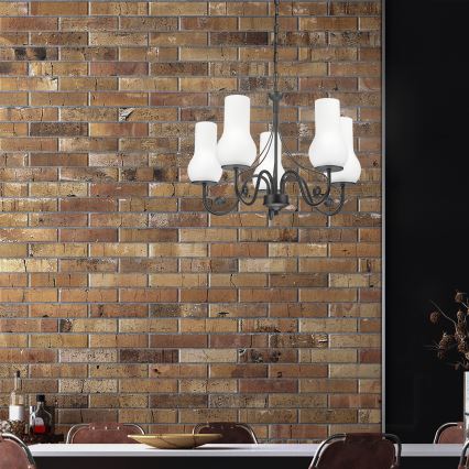 Brilagi - LED Hanglamp aan een ketting COTTAGE 5xE14/40W/230V zwart/wit