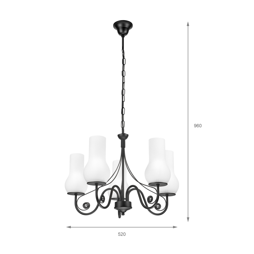 Brilagi - LED Hanglamp aan een ketting COTTAGE 5xE14/40W/230V zwart/wit