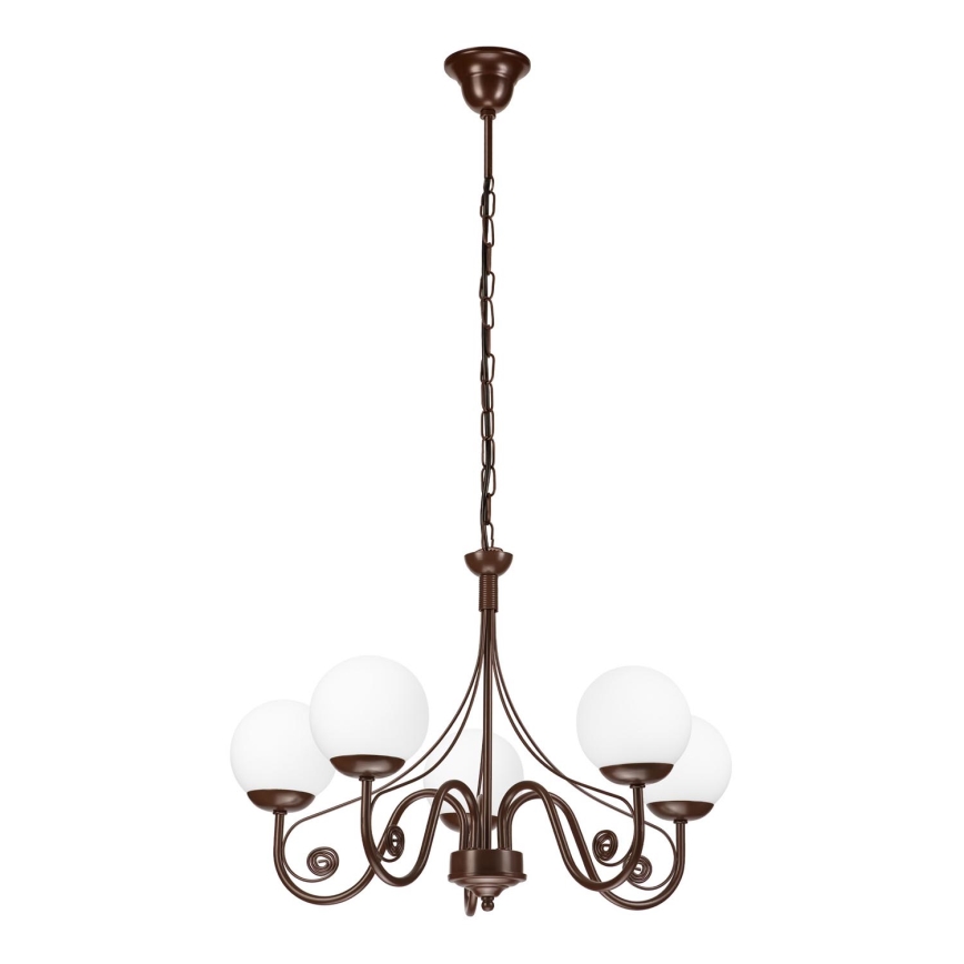 Brilagi - LED Hanglamp aan een ketting COTTAGE 5xG9/40W/230V bruin/wit