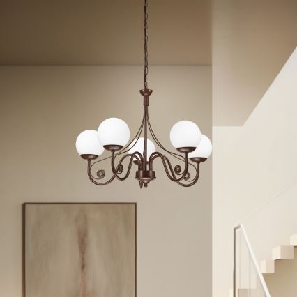 Brilagi - LED Hanglamp aan een ketting COTTAGE 5xG9/40W/230V bruin/wit