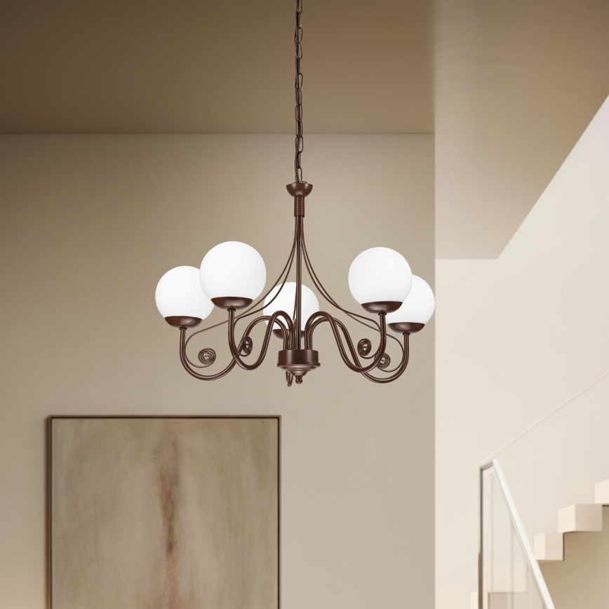 Brilagi - LED Hanglamp aan een ketting COTTAGE 5xG9/40W/230V bruin/wit
