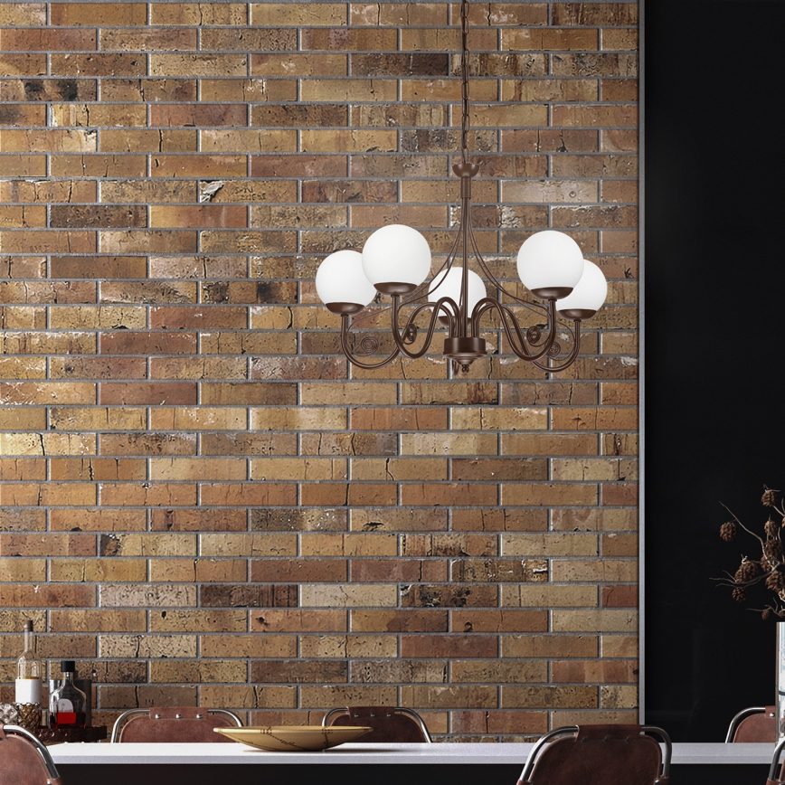 Brilagi - LED Hanglamp aan een ketting COTTAGE 5xG9/40W/230V bruin/wit