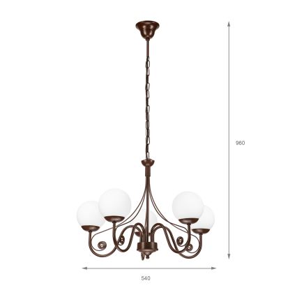 Brilagi - LED Hanglamp aan een ketting COTTAGE 5xG9/40W/230V bruin/wit