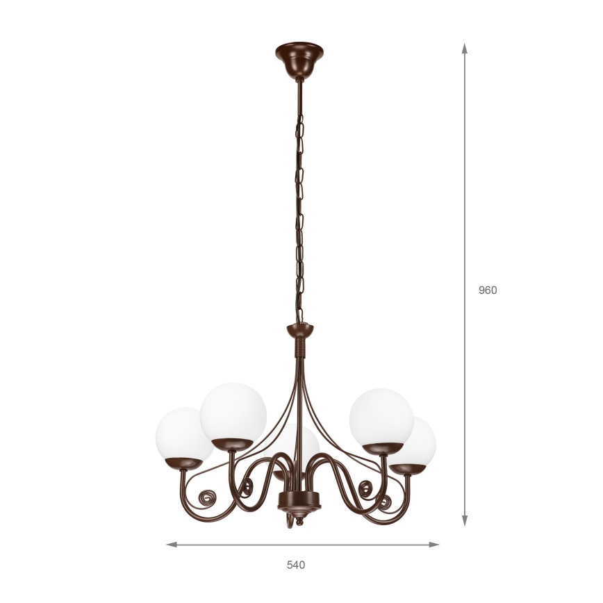 Brilagi - LED Hanglamp aan een ketting COTTAGE 5xG9/40W/230V bruin/wit
