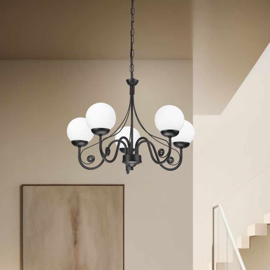 Brilagi - LED Hanglamp aan een ketting COTTAGE 5xG9/40W/230V zwart/wit