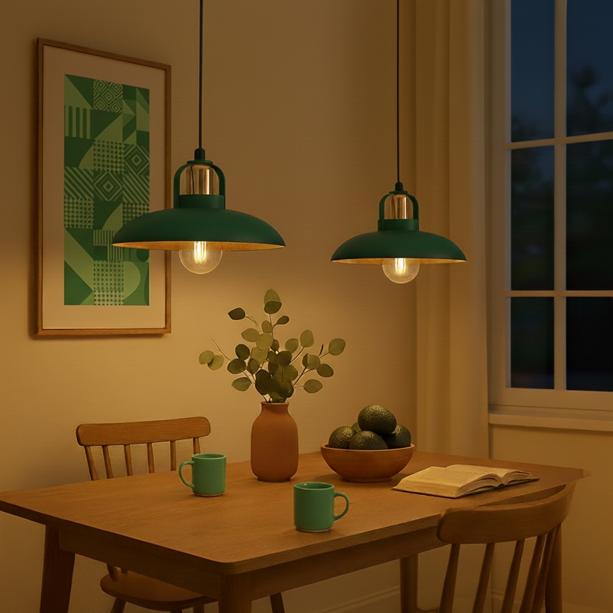 Brilagi - LED Hanglamp aan een koord FLAMENGO 2xE27/60W/230V groen