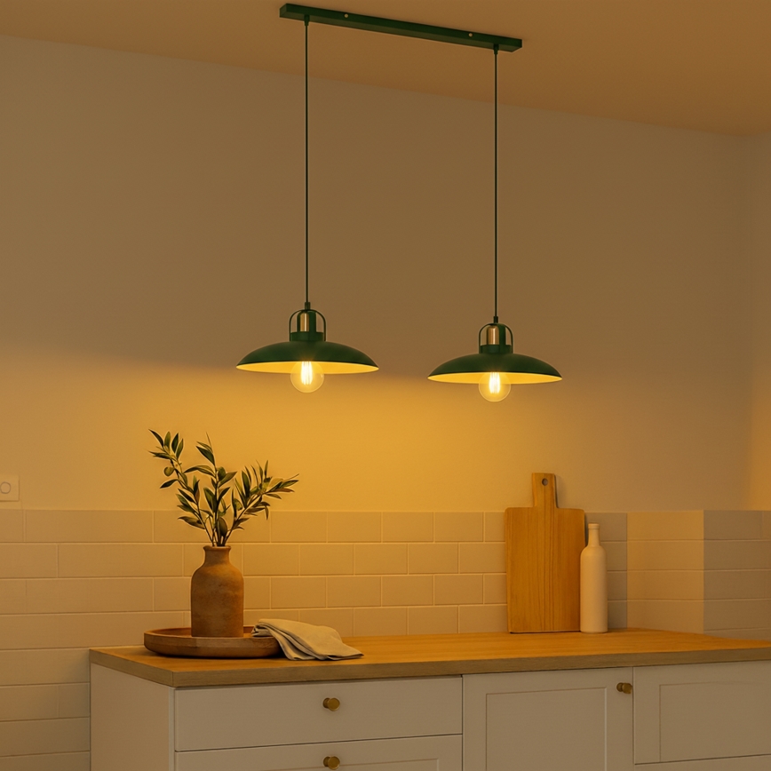 Brilagi - LED Hanglamp aan een koord FLAMENGO 2xE27/60W/230V groen