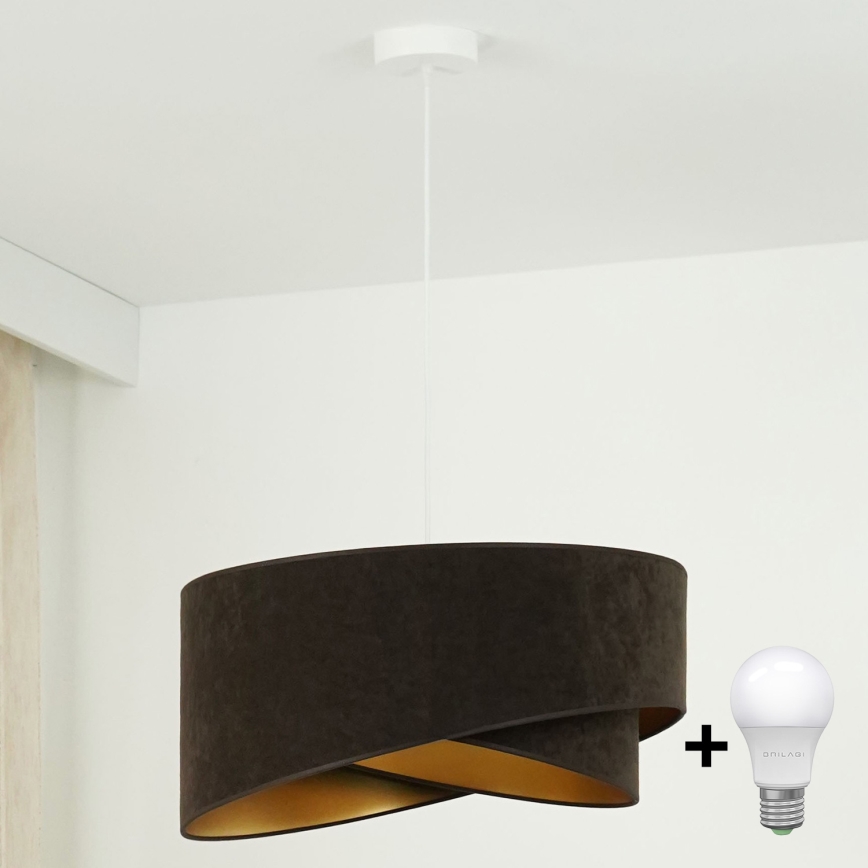 Brilagi - LED Hanglamp aan een koord LYRA 1xE27/15W/230V donkerbruin/goud