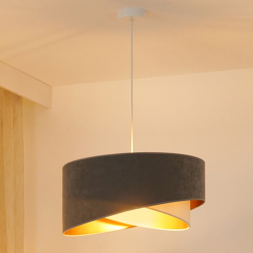 Brilagi - LED Hanglamp aan een koord LYRA 1xE27/15W/230V grijs/crème/goud