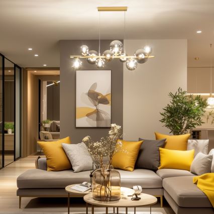 Brilagi - LED Hanglamp aan een koord MILLA 10xG9/3W/230V goud/gerookt