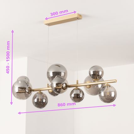 Brilagi - LED Hanglamp aan een koord MILLA 10xG9/3W/230V goud/gerookt