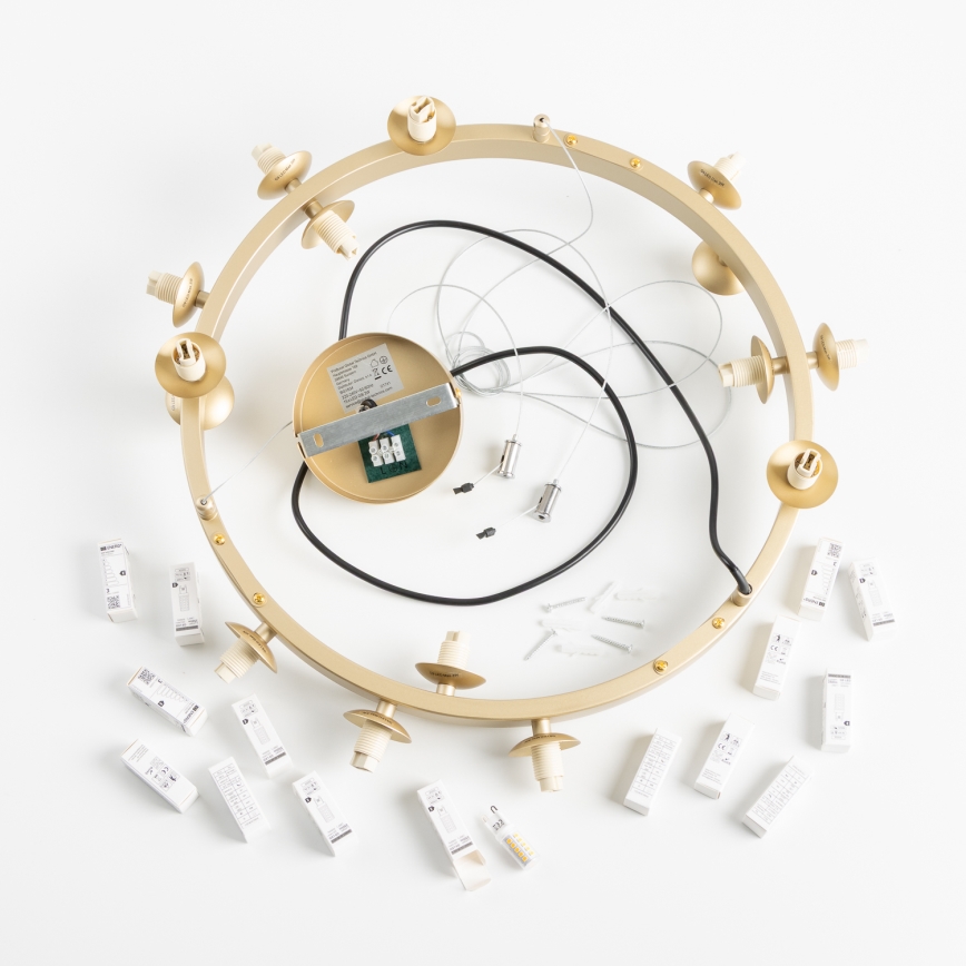 Brilagi - LED Hanglamp aan een koord MILLA 15xG9/3W/230V goud/gerookt