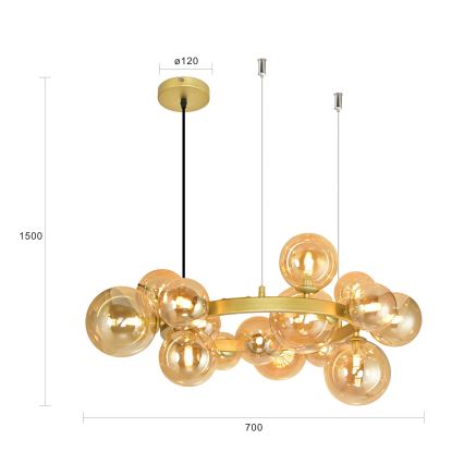 Brilagi - LED Hanglamp aan een koord MILLA 15xG9/3W/230V goud