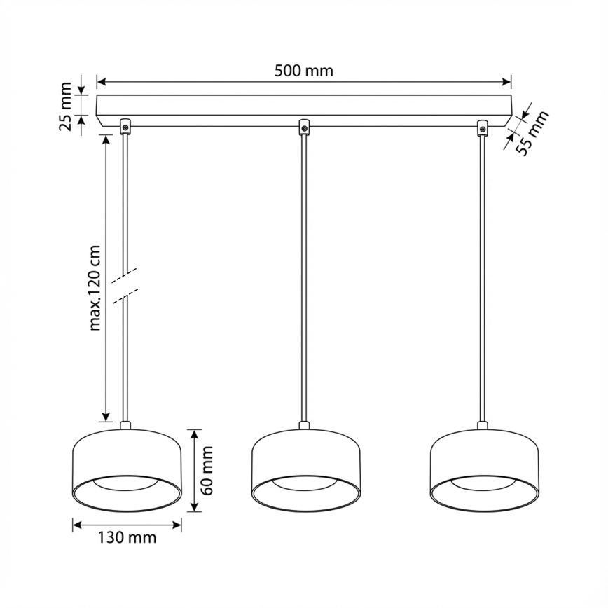 Brilagi - LED Hanglamp aan kabel AURA LUX 3xGX53/30W/230V zwart/goud