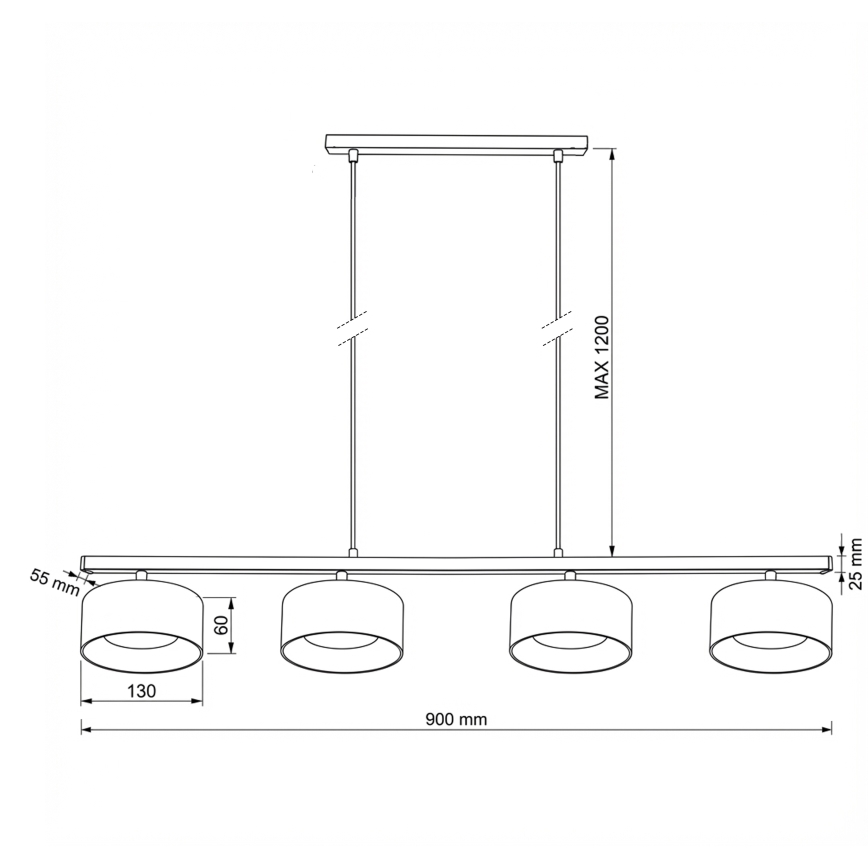 Brilagi - LED Hanglamp aan kabel AURA LUX 4xGX53/30W/230V zwart/goud