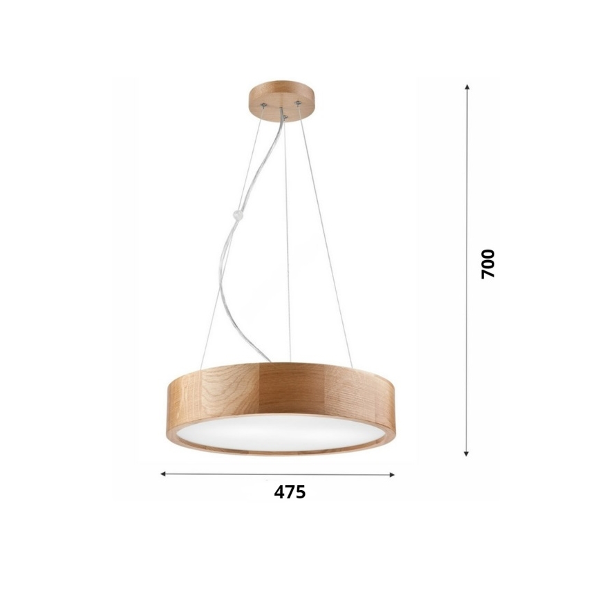 Brilagi - LED hanglamp aan kabel CARVALHO 3xE27/15W/230V eiken Ø 47,5 cm