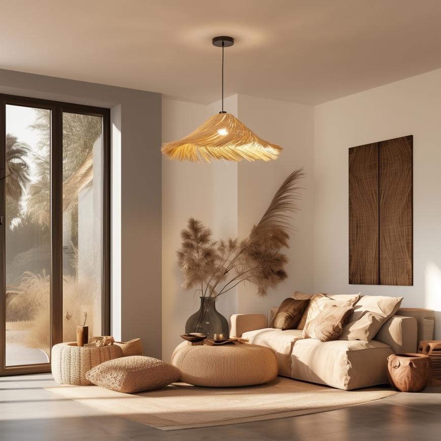 BRILAGI - LED-hanglamp aan kabel CERIA BOHO 1xE27/40W/230V Ø 70 cm rotan