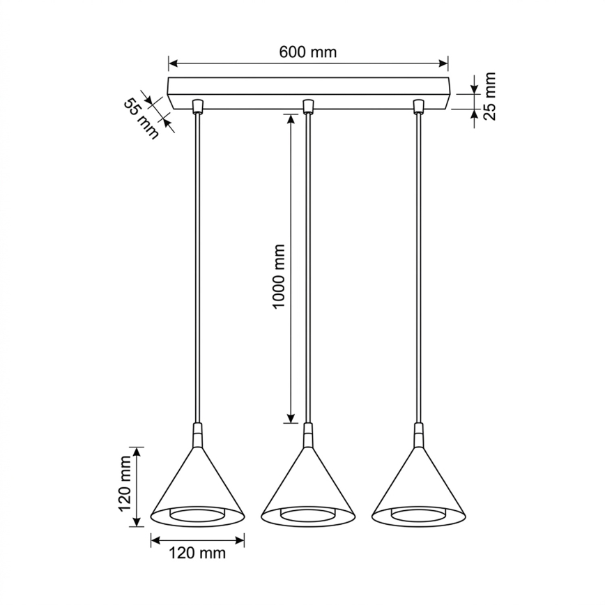 BRILAGI - LED Hanglamp aan kabel CONE TRIPLE 3xGX53/15W/230V wit