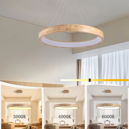 Brilagi - LED-hanglamp aan kabel FALCON WOOD LED/60W/230V 3000/4000/6000K Ø 80 cm hout