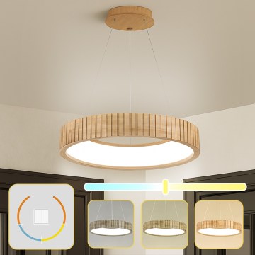 Brilagi - LED-hanglamp aan kabel FALCON WOOD MODERN LED/30W/230V 3000/4000/6000K Ø 45 cm hout
