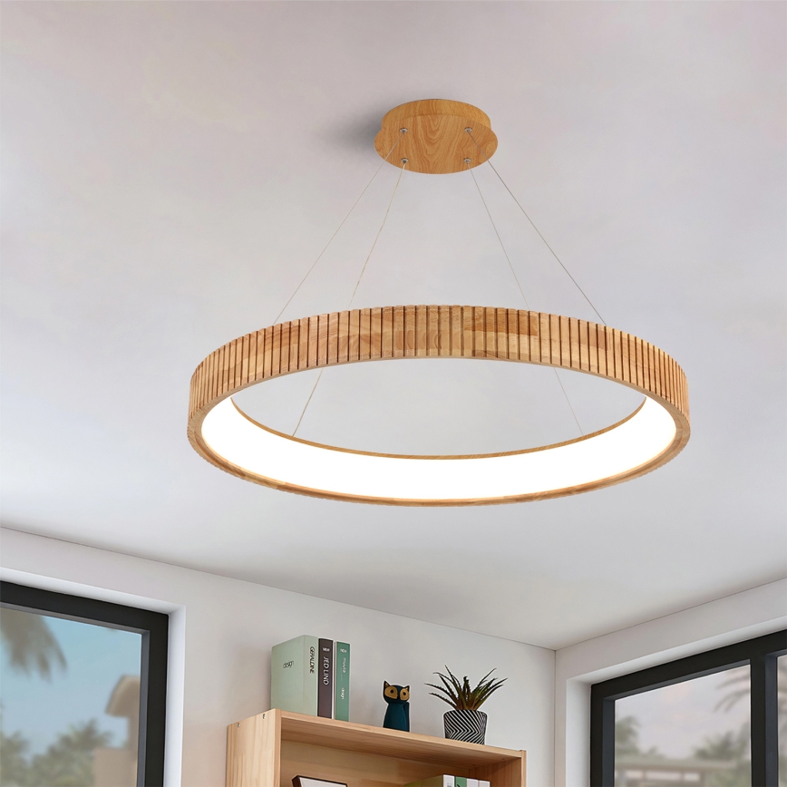 Brilagi - FALCON WOOD MODERN LED-hanglamp aan kabel, 60W/230V, 3000/4000/6000K, Ø 80 cm, hout