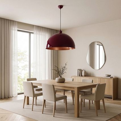 BRILAGI - LED-hanglamp aan kabel METALO 1xE27/40W/230V Ø 60 cm bordeaux/koper