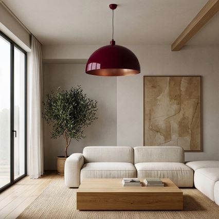 BRILAGI - LED-hanglamp aan kabel METALO 1xE27/40W/230V Ø 60 cm bordeaux/koper