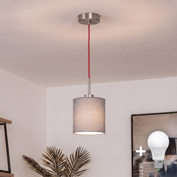 Brilagi - LED-hanglamp aan kabel NUBILA 1xE27/60W/230V Ø 14 cm rood/lichtgrijs