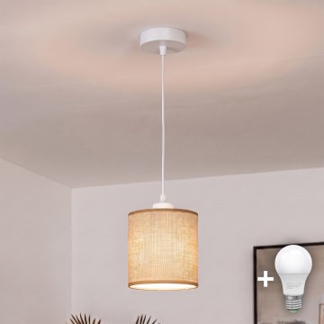 BRILAGI - LED-hanglamp aan kabel NUBILA 1xE27/60W/230V Ø 14 cm wit/lichtbruin