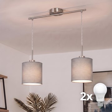 Brilagi - LED-hanglamp aan kabel NUBILA 2xE27/60W/230V lichtgrijs