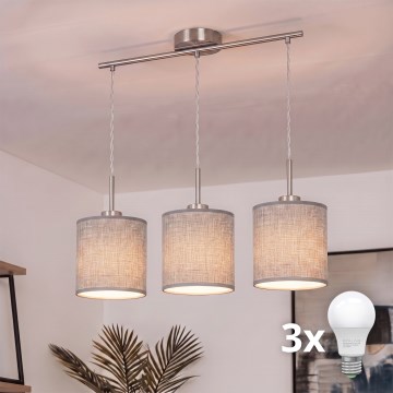 Brilagi - LED-hanglamp aan kabel NUBILA 3xE27/60W/230V grijs