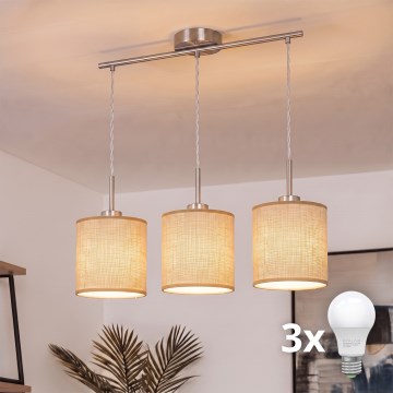 Brilagi - LED hanglamp aan kabel NUBILA 3xE27/60W/230V lichtbruin