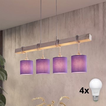 Brilagi - LED-hanglamp aan kabel NUBILA 4xE27/60W/230V grijs/paars