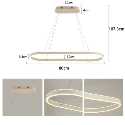 Brilagi - LED-hanglamp aan kabel PONDIE LED/45W/230V 80x30 cm wit