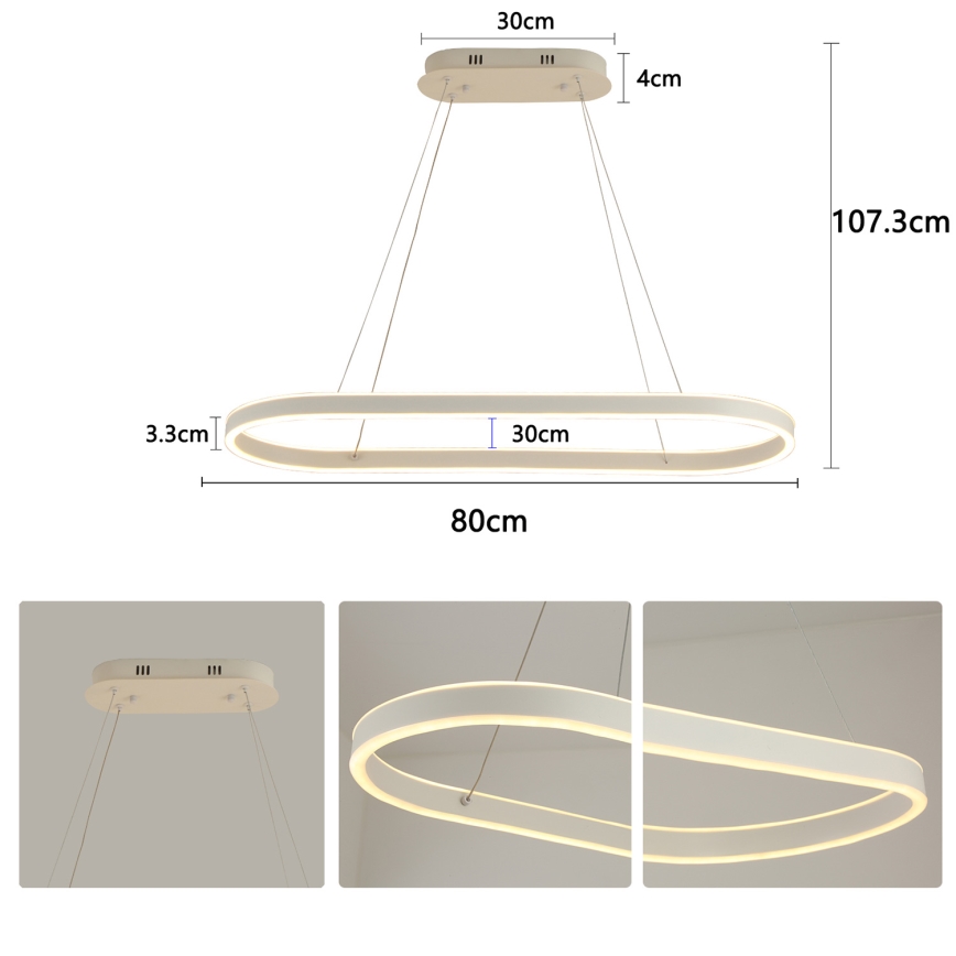 Brilagi - LED-hanglamp aan kabel PONDIE LED/45W/230V 80x30 cm wit