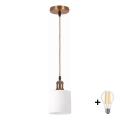 BRILAGI - LED hanglamp aan kabel RETRO GLASS 1xE27/60W/230V Ø 10 cm goud/wit