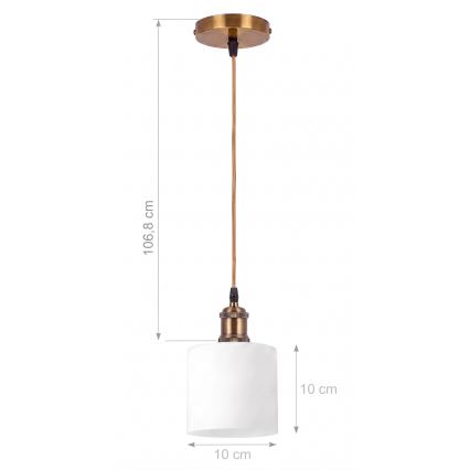 BRILAGI - LED hanglamp aan kabel RETRO GLASS 1xE27/60W/230V Ø 10 cm goud/wit