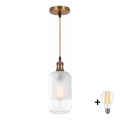 BRILAGI - LED-hanglamp aan kabel RETRO GLASS 1xE27/60W/230V Ø 14 cm goud/wit
