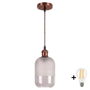 Brilagi - LED-hanglamp aan kabel RETRO GLASS 1xE27/60W/230V Ø 14 cm koper/wit