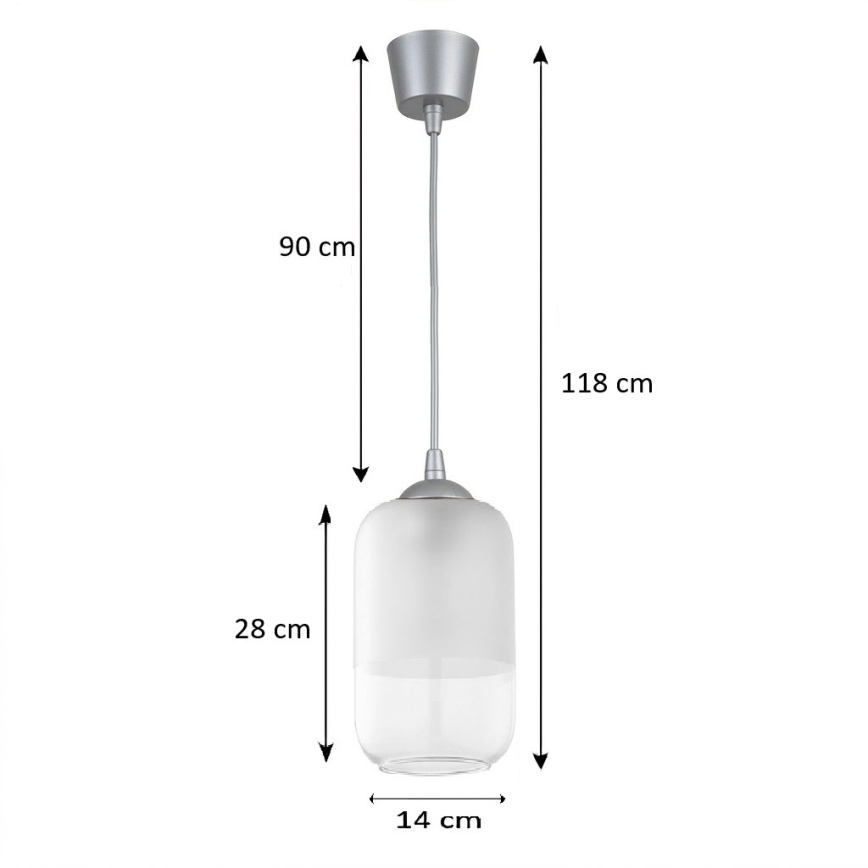 BRILAGI - LED-hanglamp aan kabel RETRO GLASS 1xE27/60W/230V, Ø 14 cm, zilver/wit