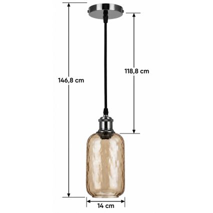 BRILAGI - LED hanglamp aan kabel RETRO GLASS 1xE27/60W/230V Ø 14 cm zwart/rookbruin