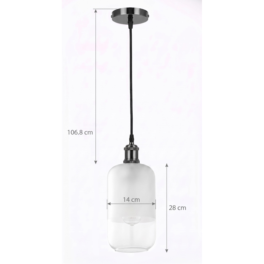 BRILAGI - LED-hanglamp aan kabel RETRO GLASS 1xE27/60W/230V Ø 14 cm zwart/wit